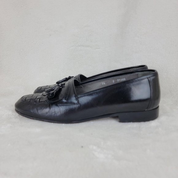 Florsheim Barletta Mens Black Woven Tassel Leather Slip-On Loafer 9.5 Italy Made
